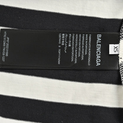 Balenciaga Black and White Striped T-Shirt - logo - replica sneakers