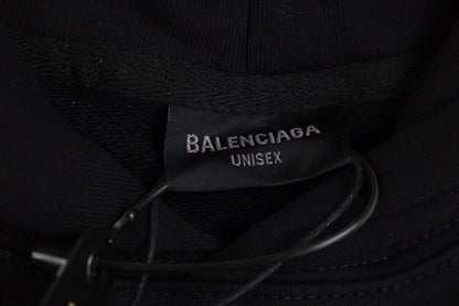 BALENCIAGA GRAPHIC LOGO HOODIE BLACK - close up - replica sneakers