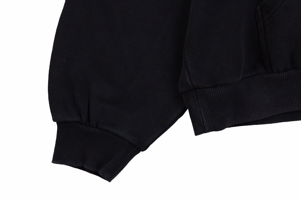 Balenciaga Black Hoodie with 'I Love' Graphic - close up - replica sneakers