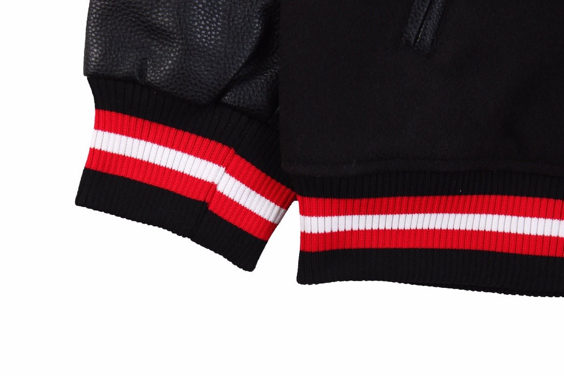 Balenciaga Black Varsity Jacket - close up - replica sneakers
