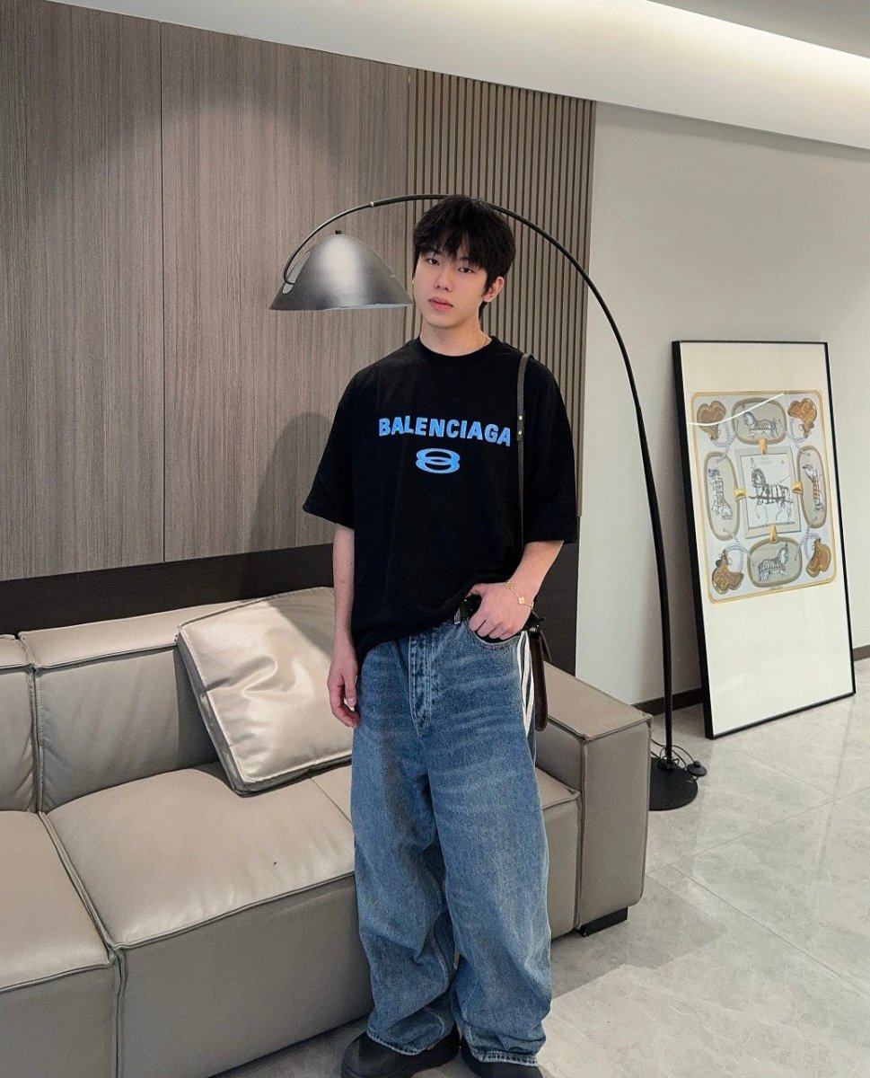 Balenciaga Blue Logo T-Shirt (Black) - logo - replica sneakers
