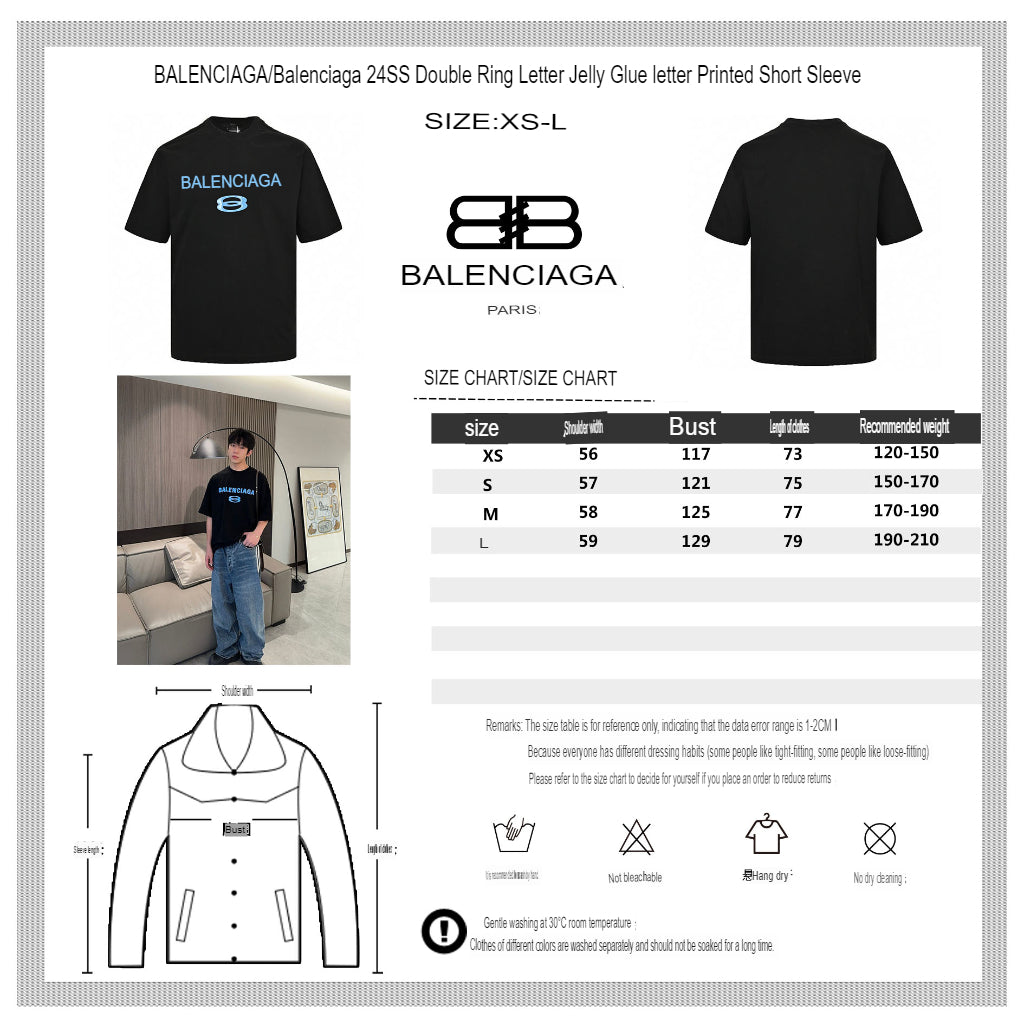 Balenciaga Blue Logo T-Shirt (Black) - logo - replica sneakers
