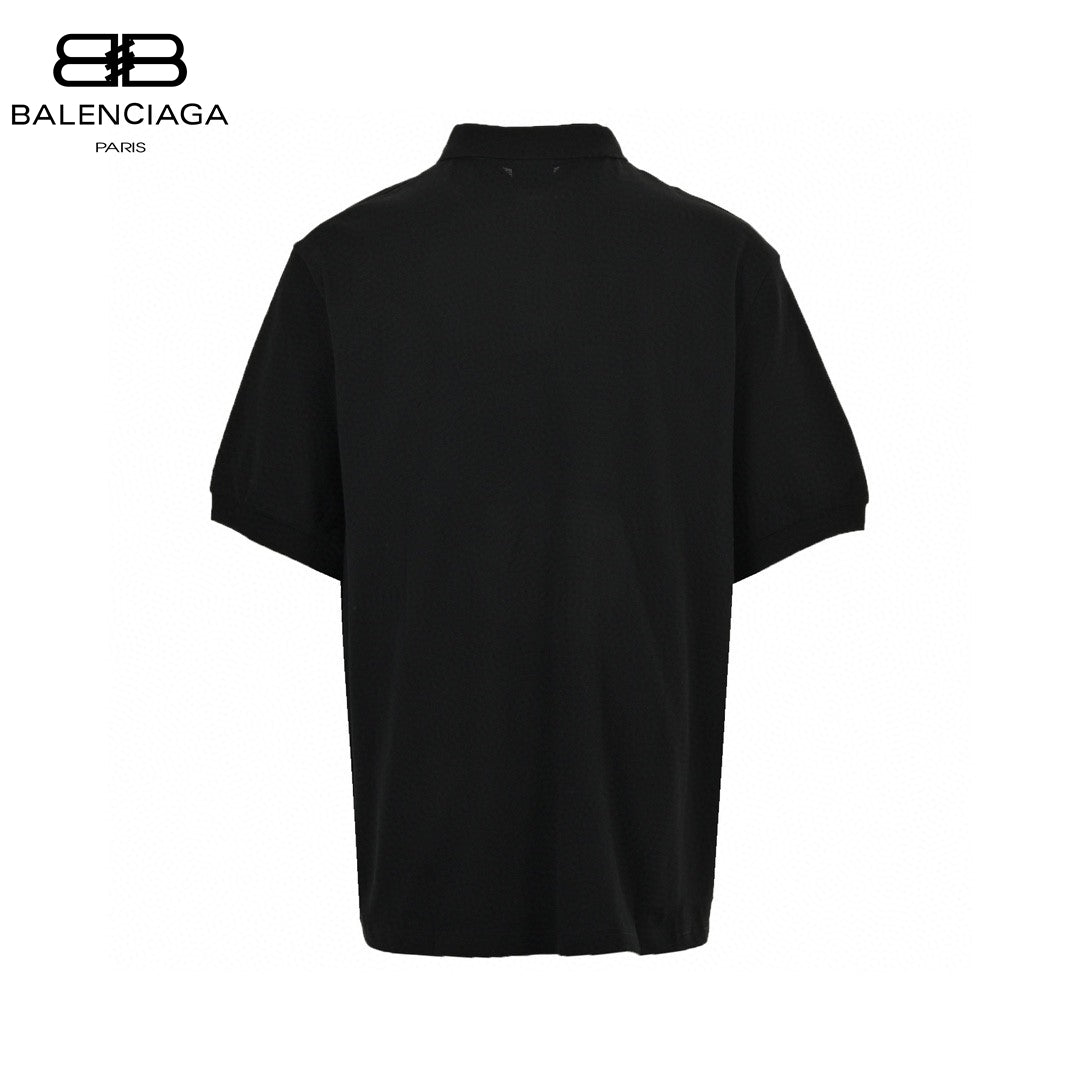 Balenciaga Classic Logo Polo Shirt (black) Unisex Streetwear Limited Edition - This Balenciaga polo shirt in black features a classic design with a buttoned placket and