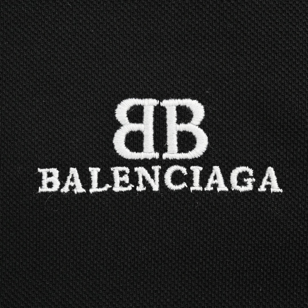 Balenciaga Classic Logo Polo Shirt (Black) - detail - replica sneakers