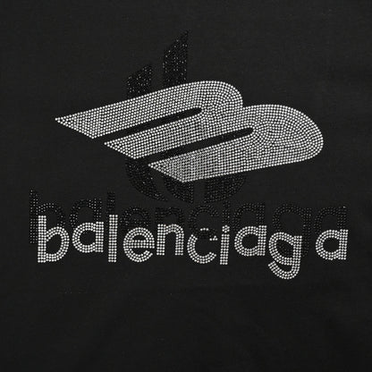 Balenciaga Crystal Logo T-Shirt in Black - detail - replica sneakers