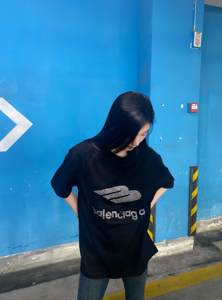 Balenciaga Crystal Logo T-Shirt in Black - logo - replica sneakers