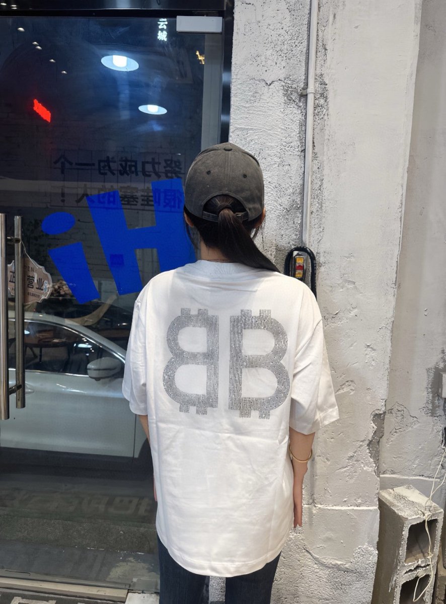 Balenciaga Crystal Logo T-Shirt in White - logo - replica sneakers