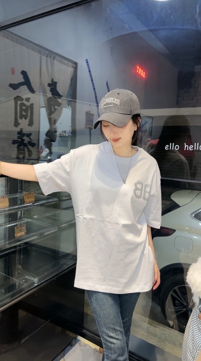 Balenciaga Crystal Logo T-Shirt in White - logo - replica sneakers
