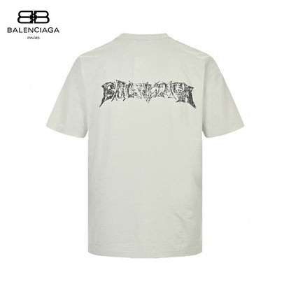 Balenciaga Distressed Logo T-Shirt in White - detail - replica sneakers