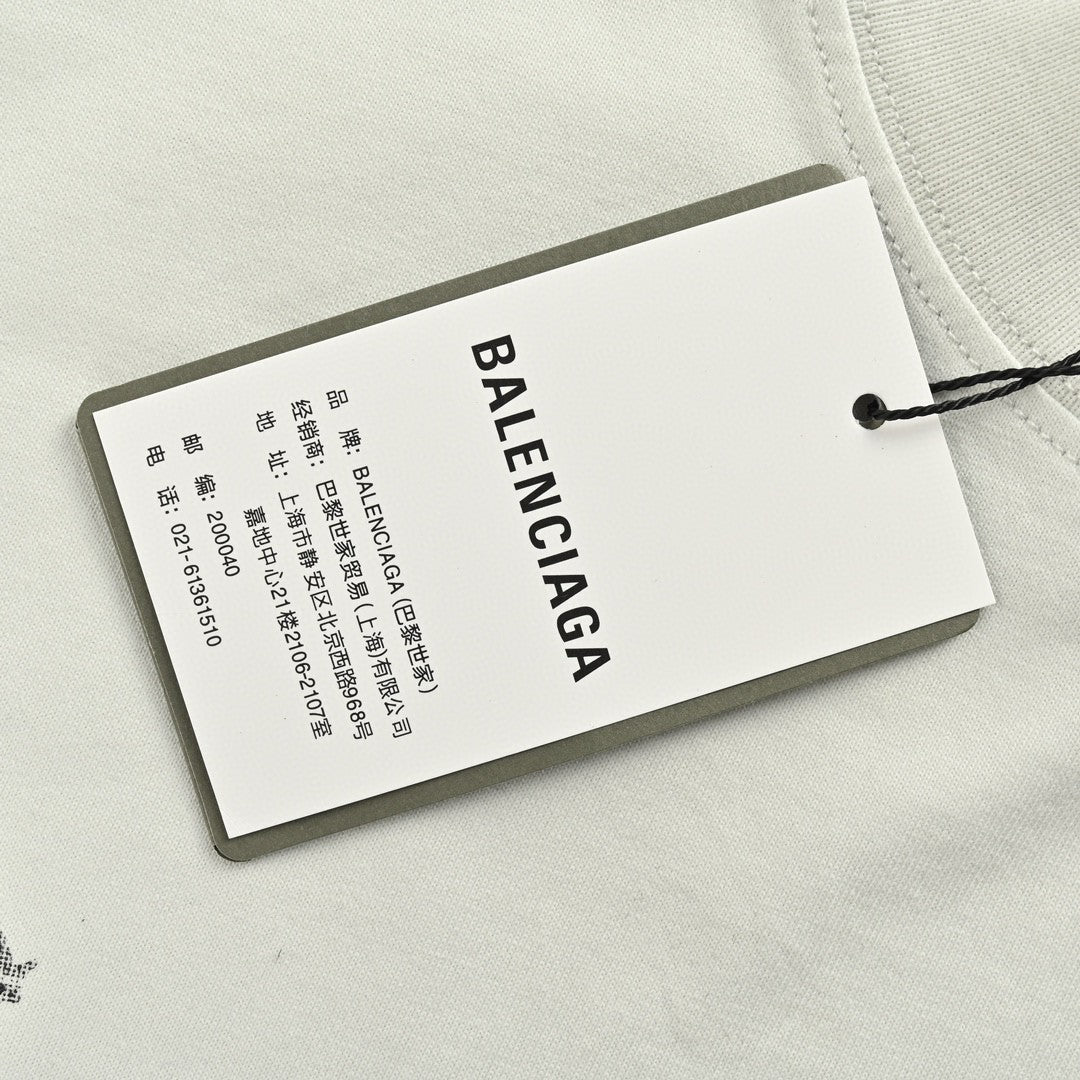 Balenciaga Distressed Logo T-Shirt in White - box - replica sneakers