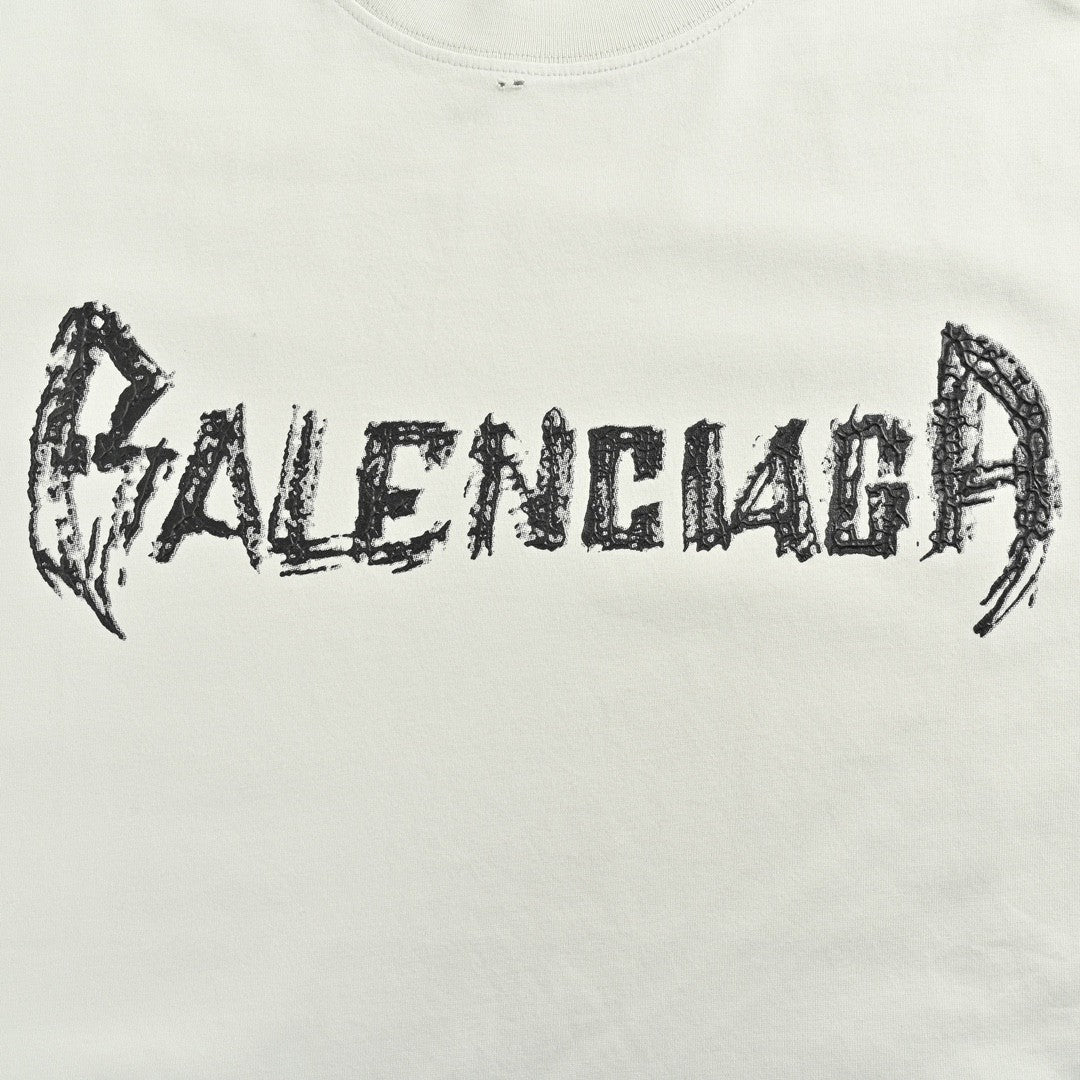 Balenciaga Distressed Logo T-Shirt in White - outsole - replica sneakers