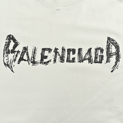 Balenciaga Distressed Logo T-Shirt in White - outsole - replica sneakers