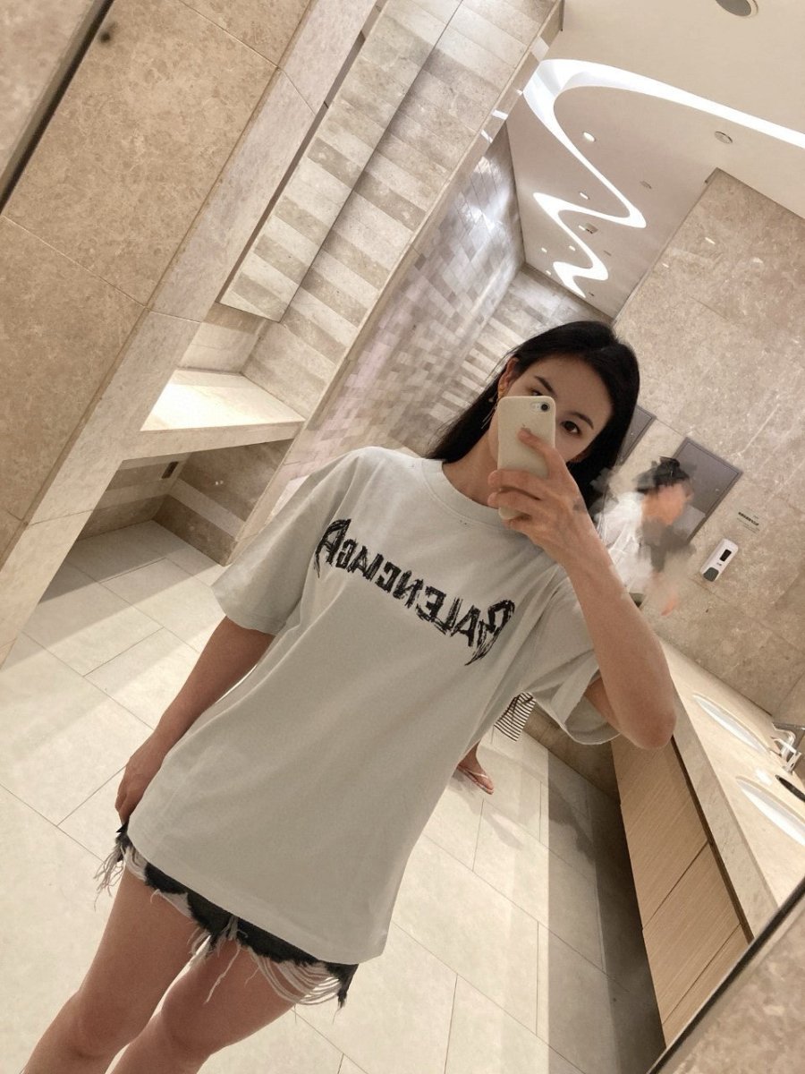 Balenciaga Distressed Logo T-Shirt in White - logo - replica sneakers