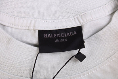 BALENCIAGA DISTRESSED LOGO T-SHIRT WHITE GREY - box - replica sneakers