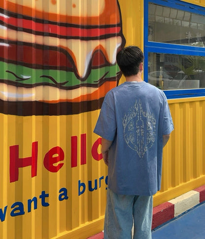 Balenciaga Flame Graphic T-Shirt (Blue) - logo - replica sneakers