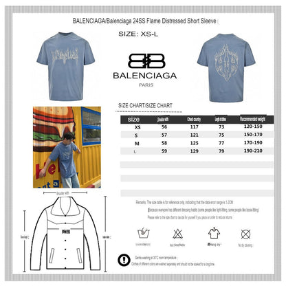 Balenciaga Flame Graphic T-Shirt (Blue) - logo - replica sneakers