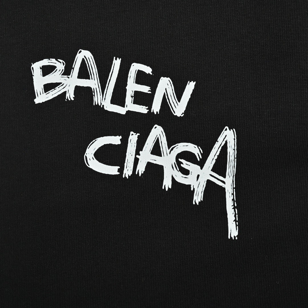 Balenciaga Graffiti Logo Black T-Shirt - detail - replica sneakers