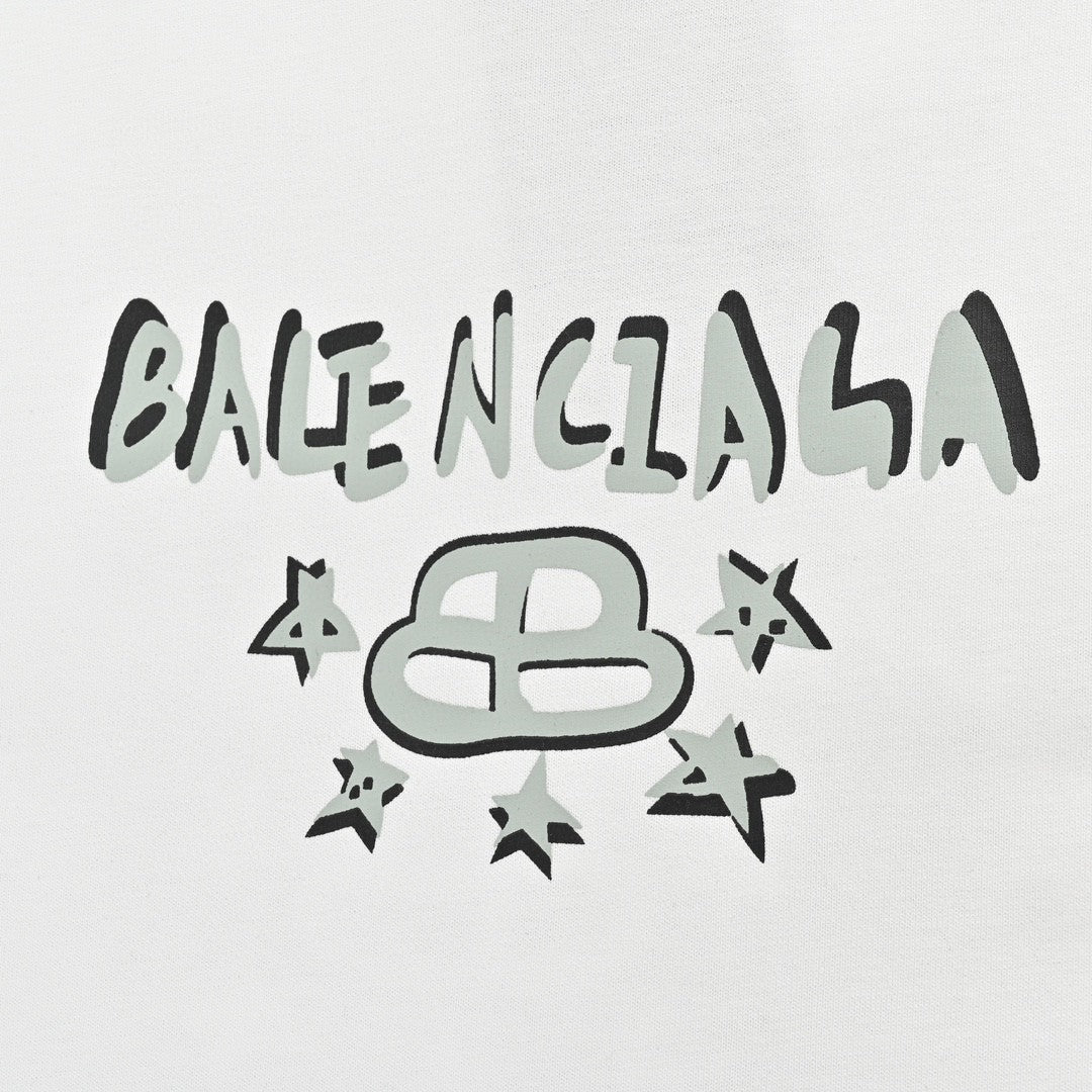 Balenciaga Paris Graphic T-Shirt (White) - detail - replica sneakers