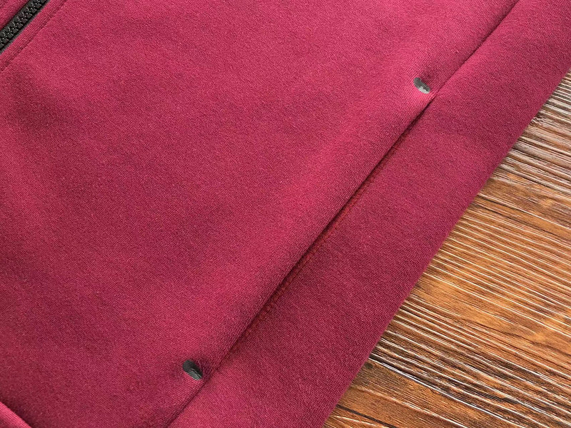 NIKE TECH FLEECE HOODIE x BURGUNDY - close up - replica sneakers