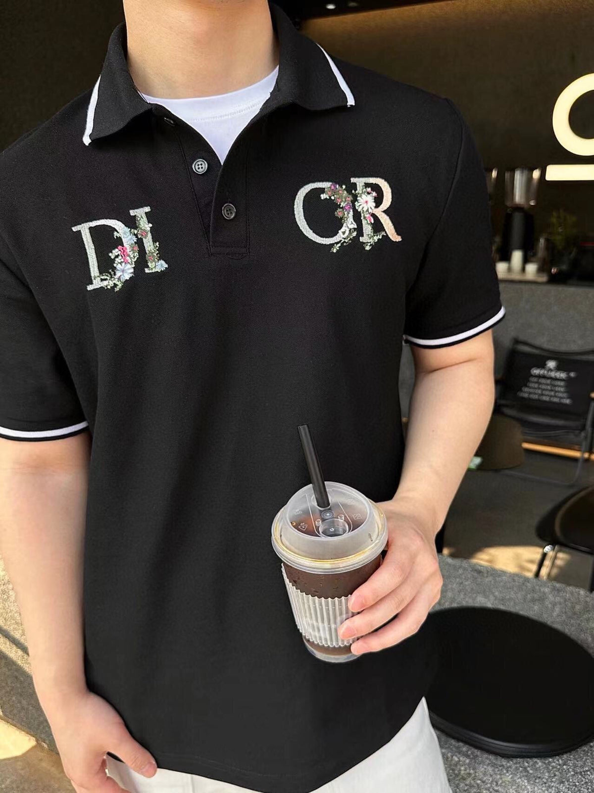 Dior Polo Shirt with Floral Logo Design - logo - replica sneakers