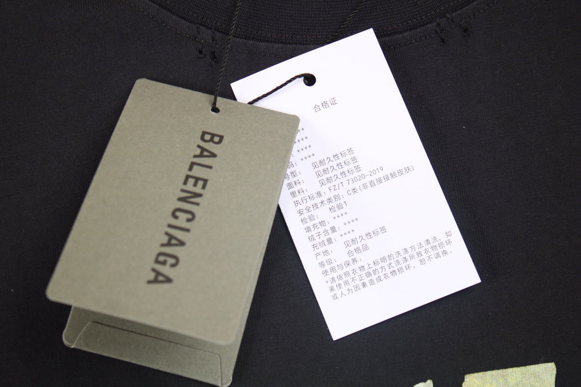 BALENCIAGA Logo T-shirt Yellow - Black Unisex Streetwear Limited Edition - The BALENCIAGA LOGO T-SHIRT BLACK YELLOW - REPLICA blends luxury minimalism with bold streetwear aesthetics