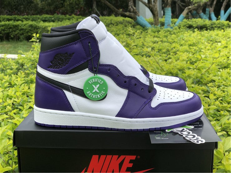 JORDAN 1 HIGH x COURT PURPLE WHITE - logo - replica sneakers