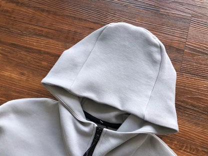 NIKE TECH FLEECE HOODIE x WOLF GREY/AQUAMARINE/ORANGE - close up - replica sneakers