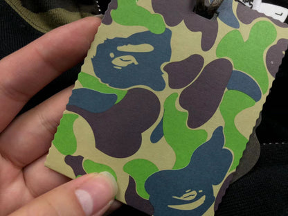 BAPE GREEN CAMO FULL ZIP HOODIE BLACK - close up - replica sneakers