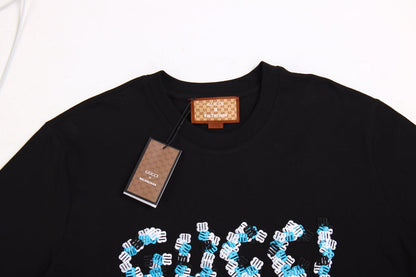 GUCCI x BALENCIAGA FLOWER LOGO T-SHIRT BLACK - detail - replica sneakers