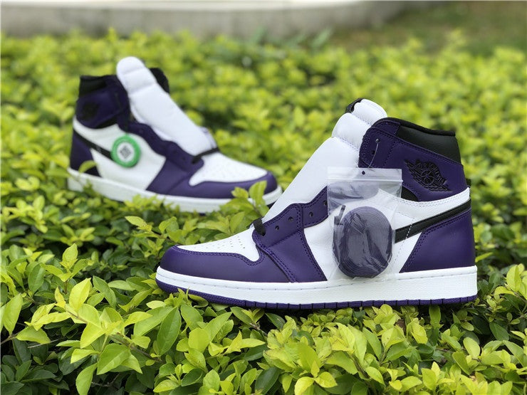 JORDAN 1 HIGH x COURT PURPLE WHITE - logo - replica sneakers