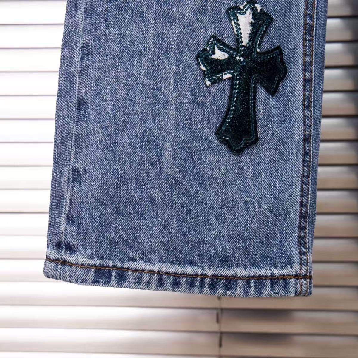 CHROME HEARTS BLACK CROSS PATCH JEANS DENIM - outsole - replica sneakers