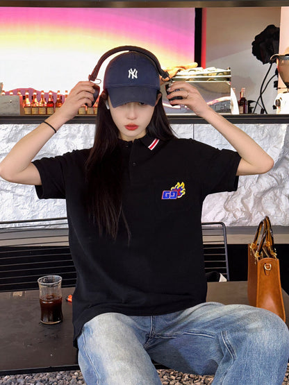 Gucci Flame Logo Polo Shirt - close up - replica sneakers