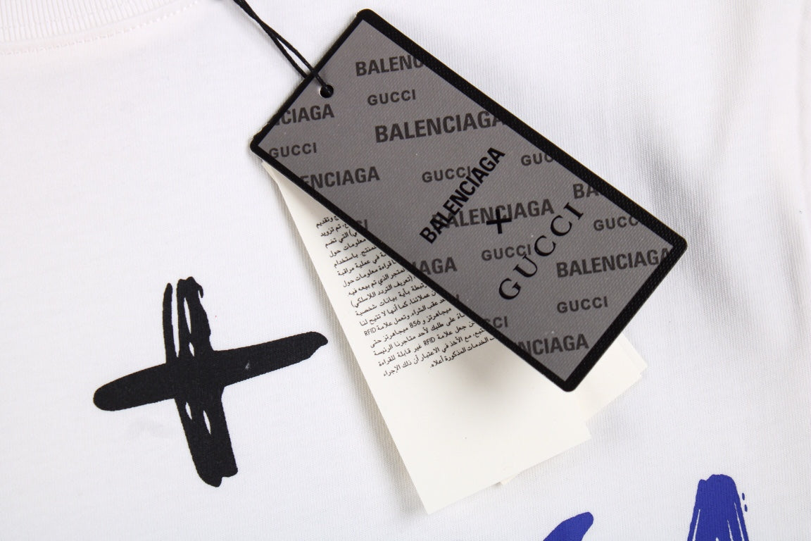 GUCCI x BALENCIAGA T-SHIRT WHITE - logo - replica sneakers