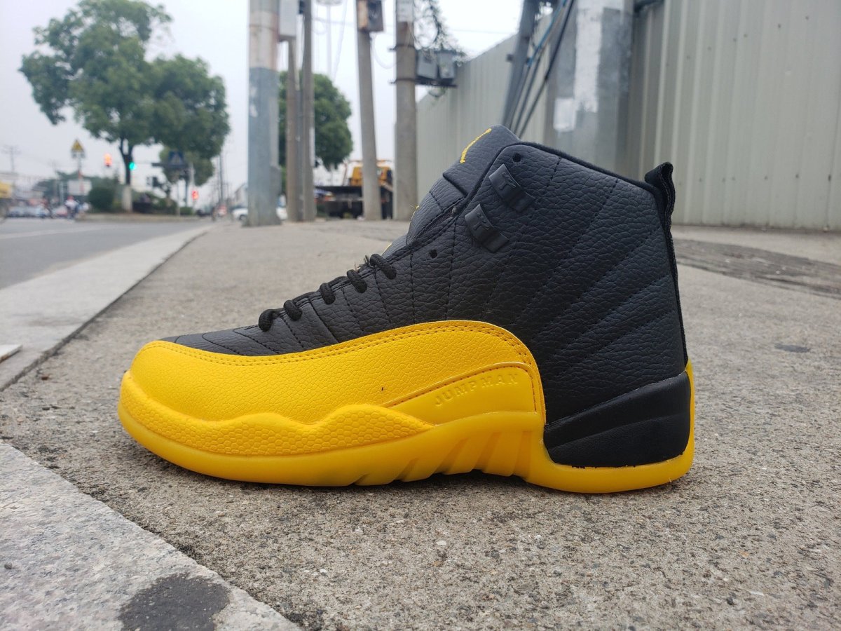 JORDAN 12 Retro - University Gold Sneakers - Black Unisex Streetwear Limited Edition